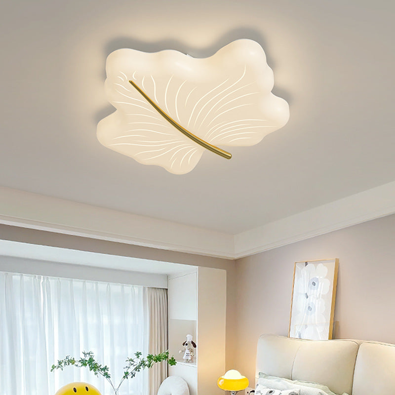 Modern Minimalist Maple Leaf Iron Acrylic LED Flush Mount Ceiling Light For Bedroom