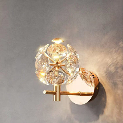 Contemporary Luxury Hardware Crystal Ball LED Wall Sconce Lamp For Living Room