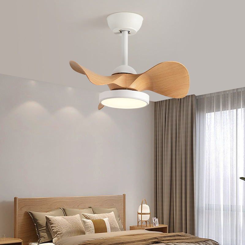 Contemporary Retro Round Acrylic ABS LED Downrods Ceiling Fan Light For Bedroom