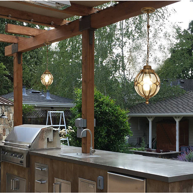 Lampe suspendue traditionnelle européenne à 1 lumière, en aluminium, fer et verre, étanche, pour patio extérieur 
