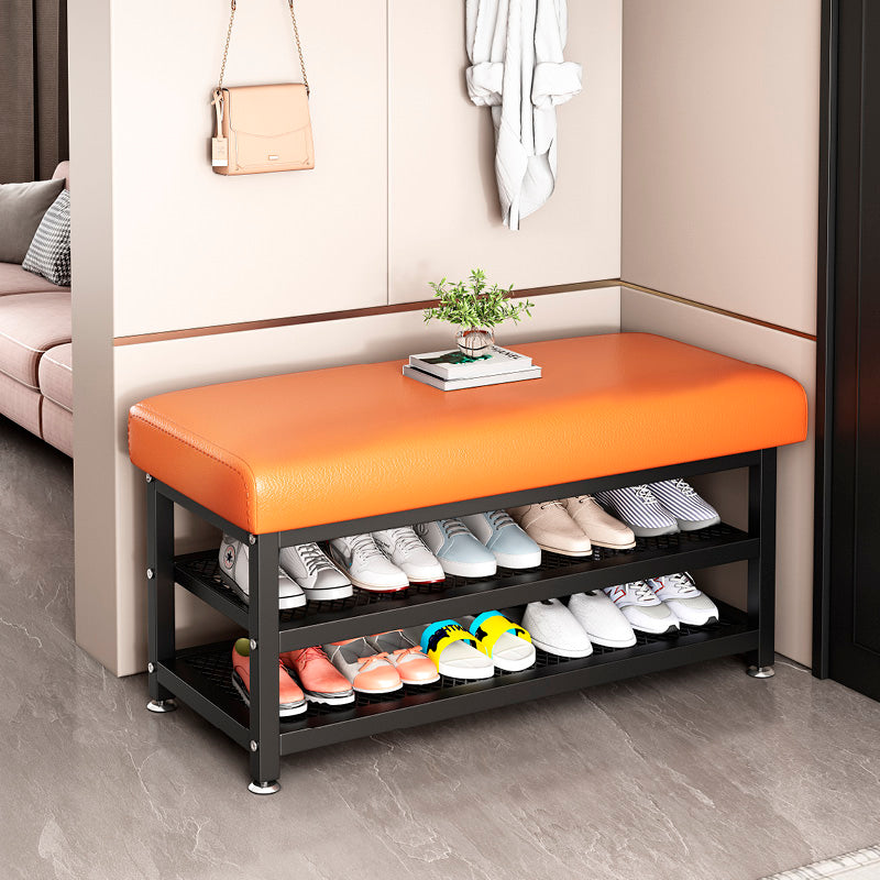 Modern Luxury Rectangle Tech Fabric Carbon Steel Shoe Storage 2-Shelf For Entryways