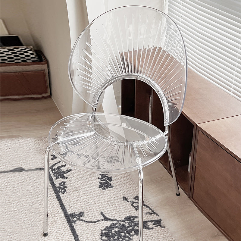 Contemporary Creative Shell Crescent Acrylic Plated Metal Dining Chair Backrest For Dining Room