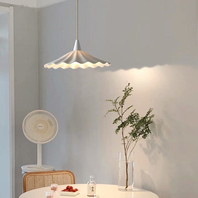 Modern Minimalist Round Pleated Ceramic 1-Light Pendant Light For Living Room