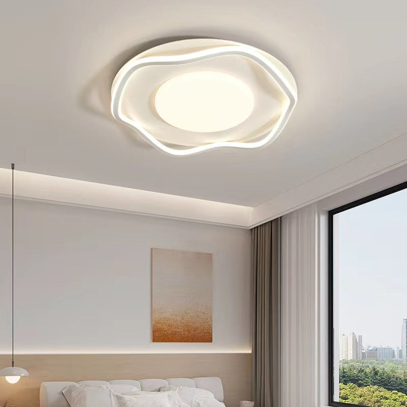 Contemporary Creative Square Round Iron PVC LED Flush Mount Ceiling Light For Living Room