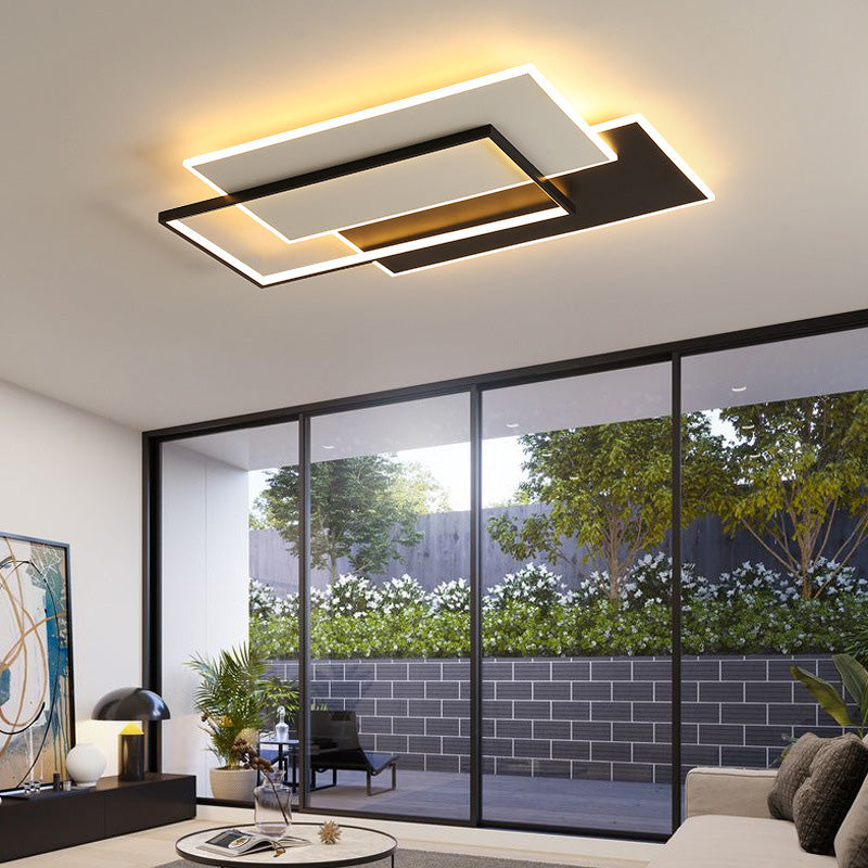 Modern Simplicity Rectangle Acrylic Iron LED Flush Mount Ceiling Light For Living Room