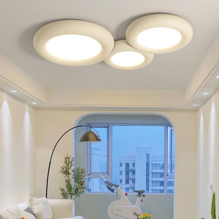 Modern Simplicity Iron Resin Acrylic Round Donut LED Flush Mount Ceiling Light For Living Room