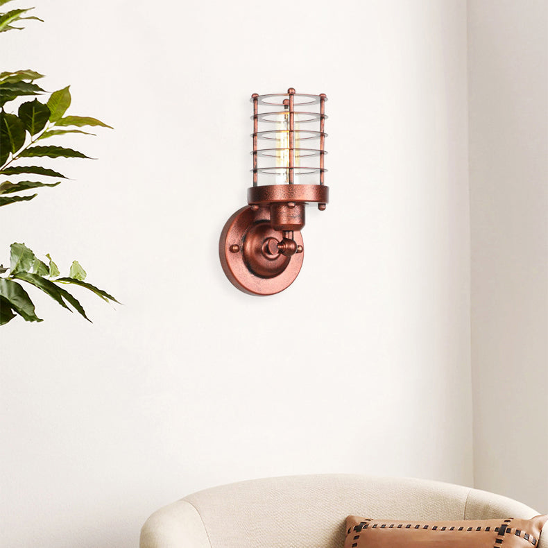 Contemporary Industrial Cylinder Iron 1-Light Wall Sconce Lamp For Hallway