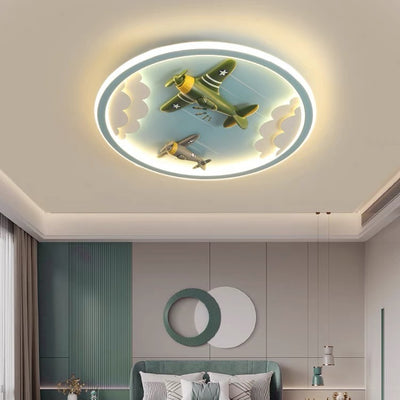 Contemporary Creative Cartoon Fighter Unicorn Resin Acrylic LED Kids Flush Mount Ceiling Light For Bedroom