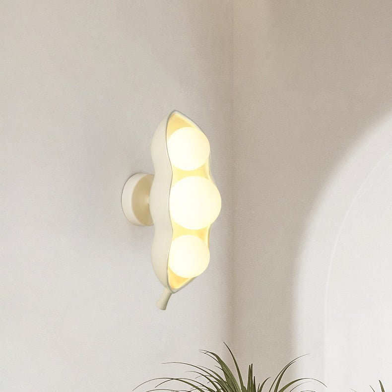 Contemporary Creative Resin Glass Pea Pod Design 3-Light Wall Sconce Lamp For Bedroom