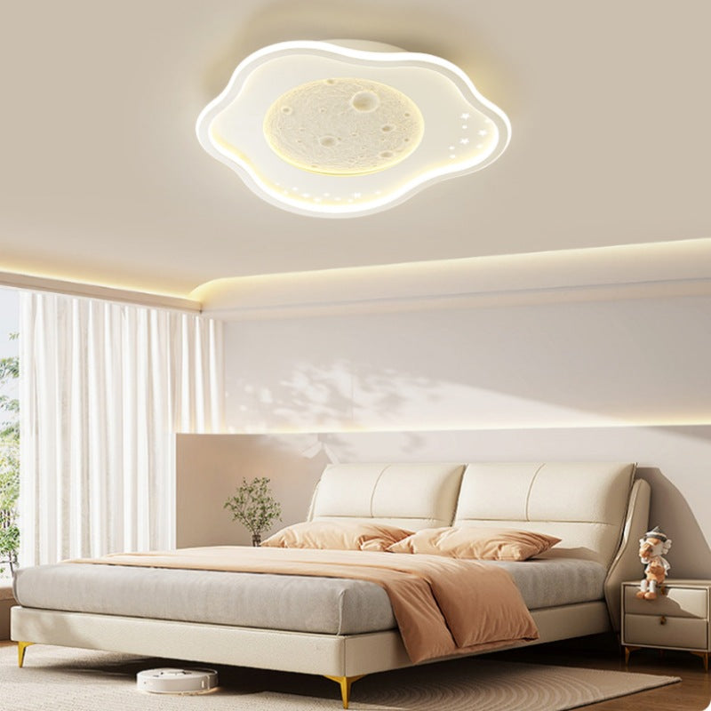 Contemporary Nordic Iron Acrylic Planet Moon Round Triangle LED Flush Mount Ceiling Light For Bedroom