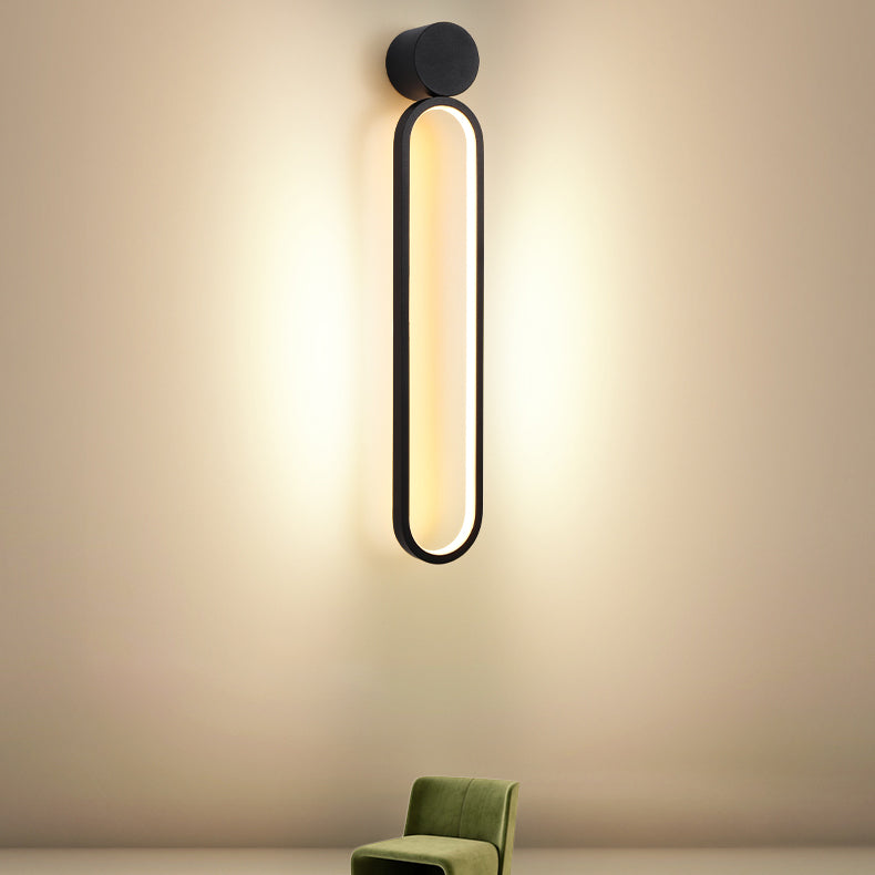 Modern Minimalist Round Long Acrylic Iron LED Wall Sconce Lamp For Living Room