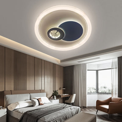 Modern Minimalist Round Gourd Acrylic PC LED Flush Mount Ceiling Light For Bedroom