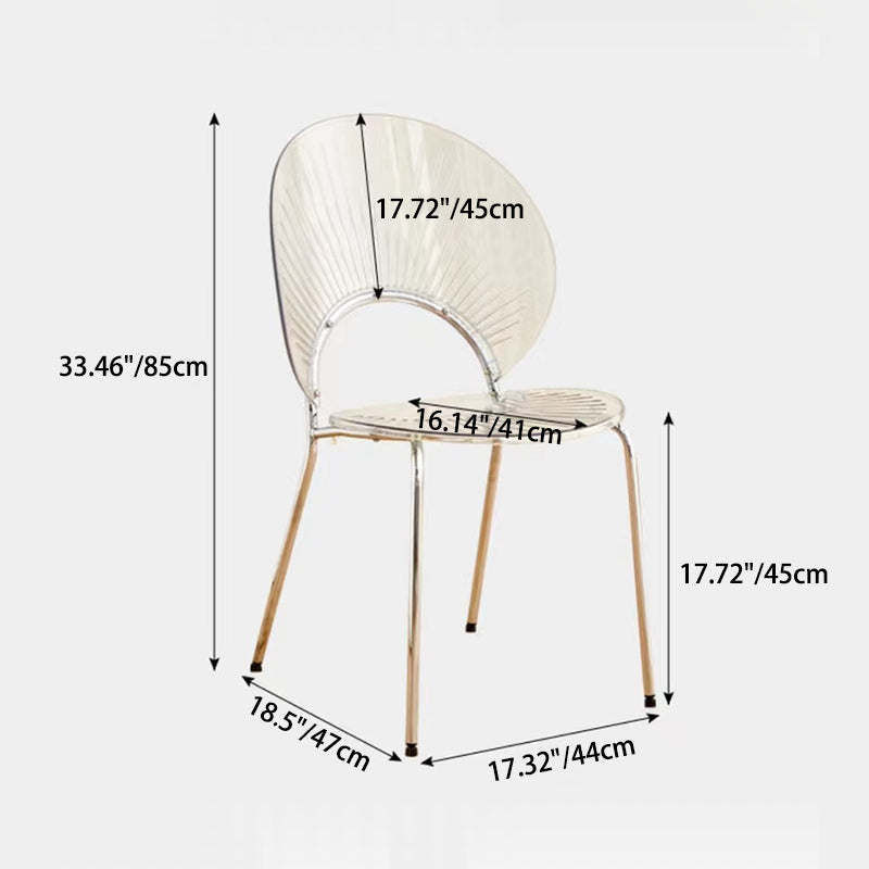 Contemporary Creative Shell Crescent Acrylic Plated Metal Dining Chair Backrest For Dining Room