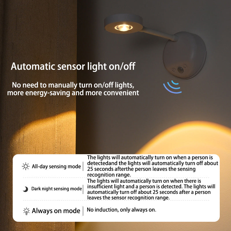 Modern Simplicity Waterproof ABS Round LED Rechargeable Motion Sensor Wall Sconce Lamp For Outdoor Patio