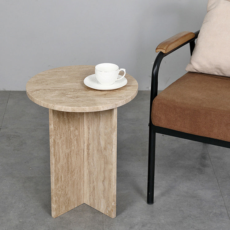 Modern Minimalist Round Cross Stone Coffee Table For Living Room