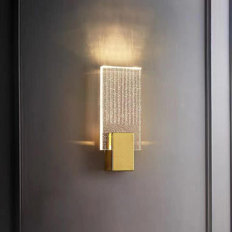 Modern Minimalist Square Copper Crystal LED Wall Sconce Lamp For Living Room