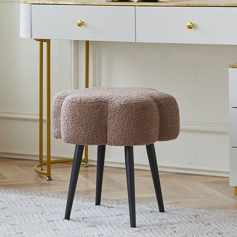 Modern Minimalist Cloud Lambswool Carbon Steel Vanity Stool For Bedroom