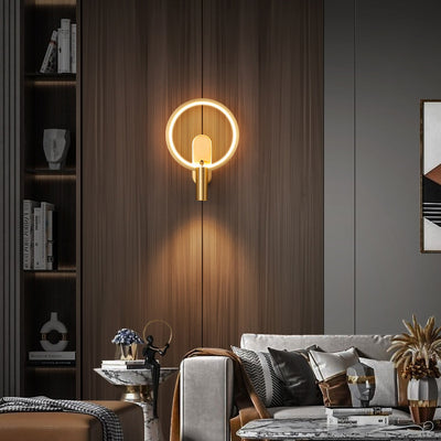 Modern Minimalist Brass Elliptical Circle LED Wall Sconce Lamp For Bedside