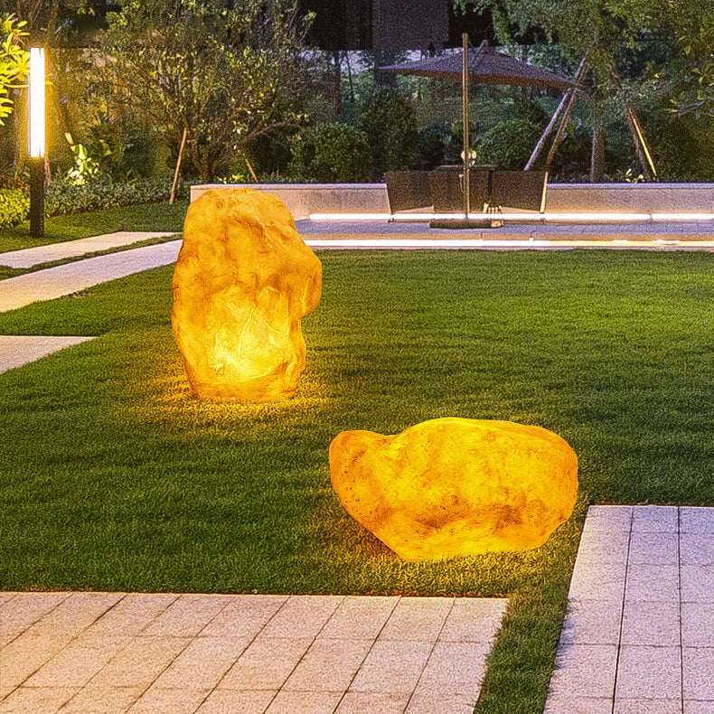 Contemporary Creative Resin Imitation Mountain LED Lawn Landscape Light For Outdoor Patio