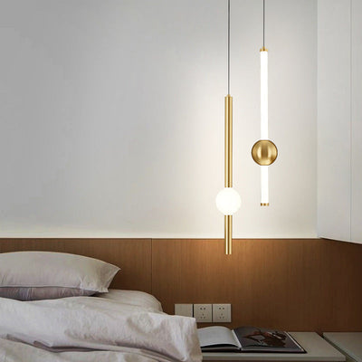 Modern Minimalist Long Cylinder Iron Acrylic LED Pendant Light For Bedroom