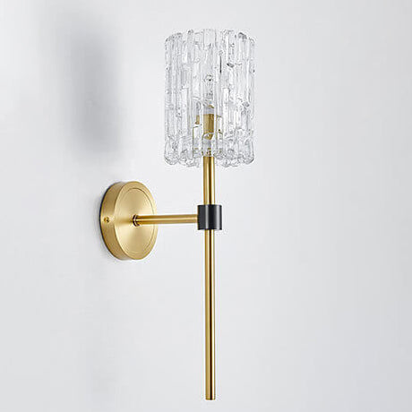 European Luxury Crystal Cylinder Long Pole 1/2 Light Wall Sconce Lamp