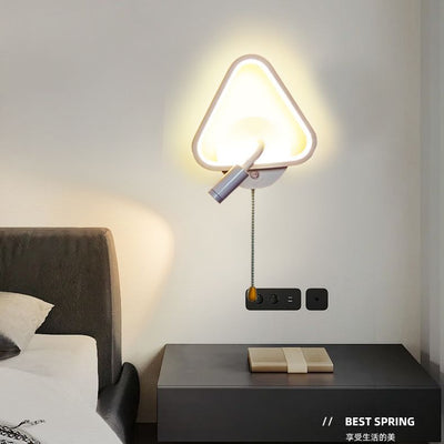 Contemporary Nordic Triangle Gull Aluminium Iron PC LED Wall Sconce Lamp With Spotlight For Bedside