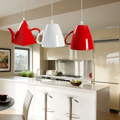 Contemporary Creative Teacup Teapot Resin 1-Light Pendant Light For Living Room