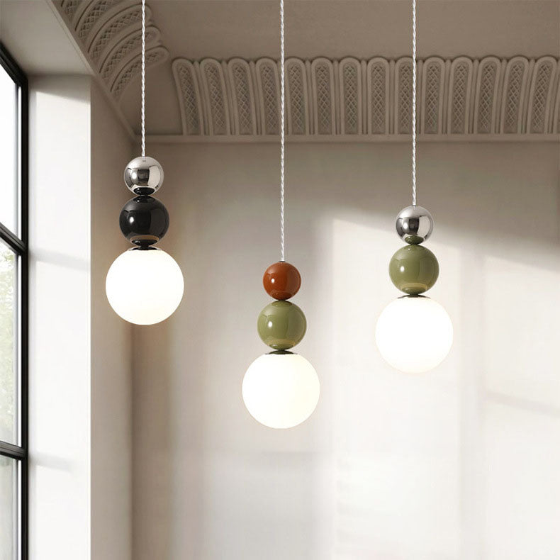 Modern Minimalist Round Ball Iron Glass 1-Light Pendant Light For Bedroom