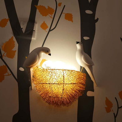 Contemporary Creative Aluminum Bird's Nest 3/5-Light Wall Sconce Lamp For Living Room