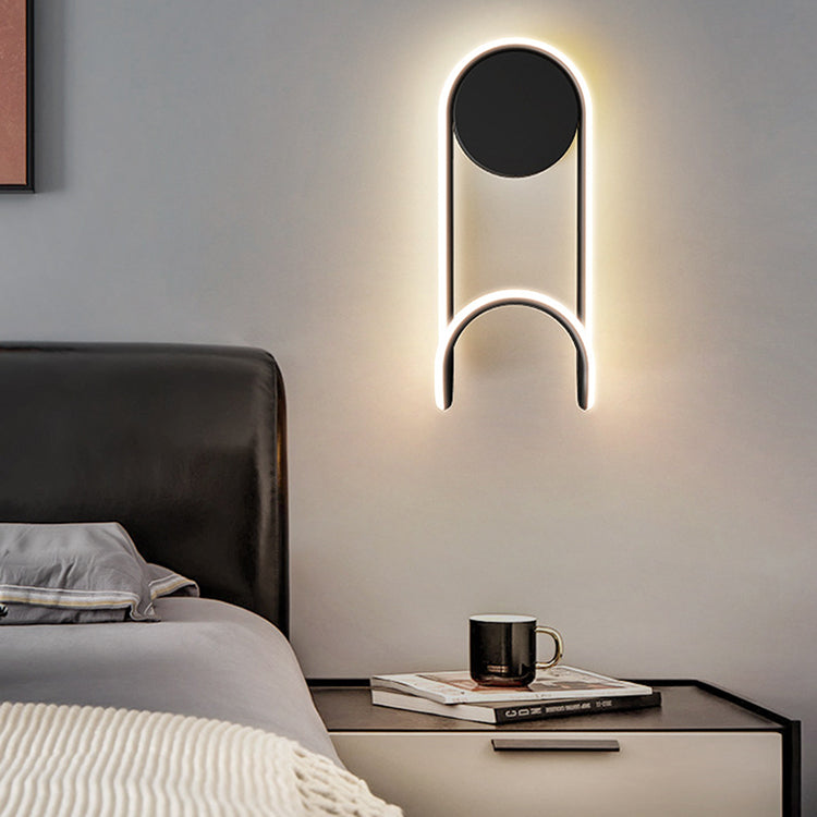 Contemporary Scandinavian Iron Aluminum Acrylic Round Hook Led Wall Sconce Lamp For Bedroom