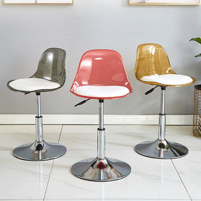 Modern Minimalist Square Round Cylinder Base Metal PET Bar Stool Backrest Footrest For Dining Room