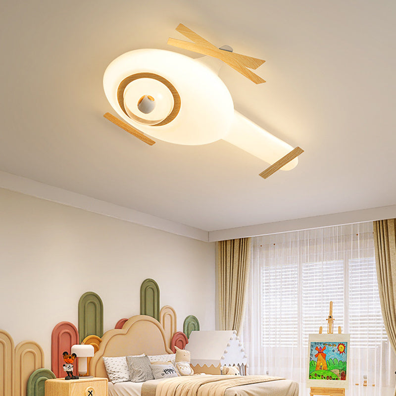 Modern Minimalist Kids Airplane Iron PE LED Flush Mount Ceiling Light For Bedroom