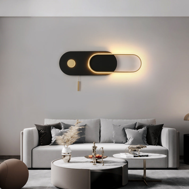 Modern Minimalist Oval Iron Acrylic LED Wall Sconce Lamp For Bedroom