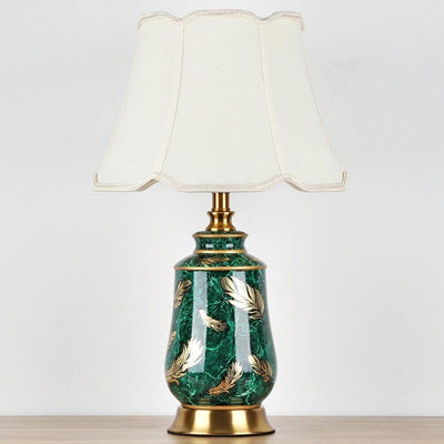 Traditional European Cylinder Ceramic Fabric Iron 1-Light Table Lamp For Bedroom