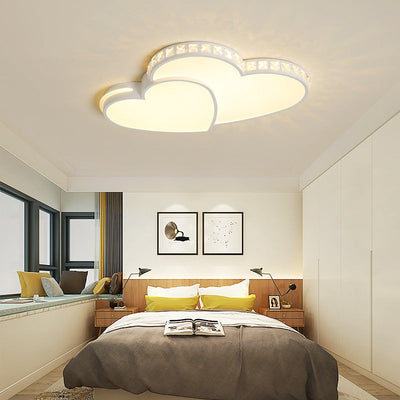 Contemporary Simplicity Crystal Edging Acrylic Heart Shape LED Flush Mount Ceiling Light For Bedroom