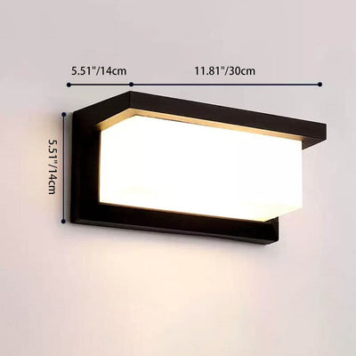 Modern Rectangular LED Sensor Outdoor Waterproof Wall Sconce Lamp