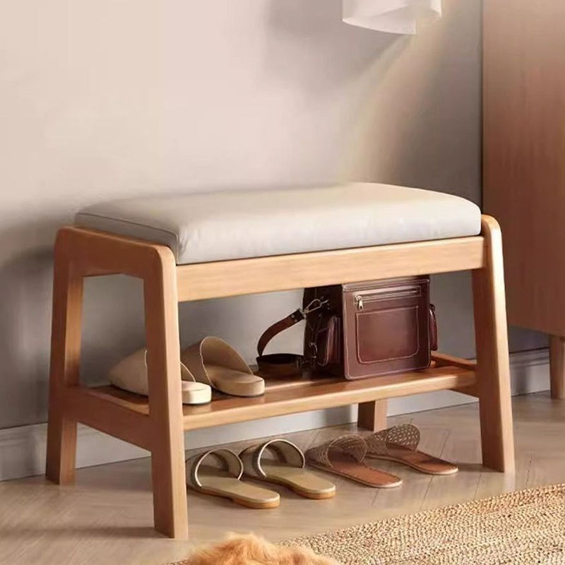 Contemporary Scandinavian Rectangle Tech Cloth Solid Wood Shoe Storage 1-Shelf For Entryways