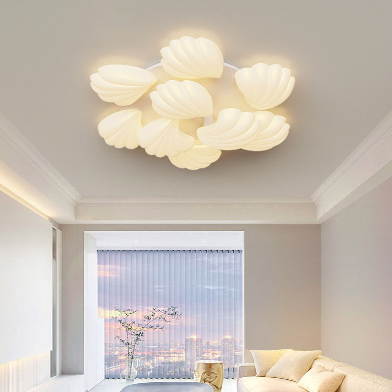 Modern Minimalist Shell Iron PE LED Flush Mount Ceiling Light For Bedroom