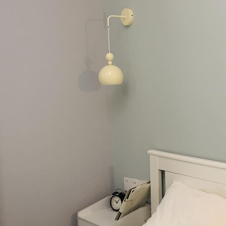 Contemporary Scandinavian Round Gourd Iron Glass 1-Light Wall Sconce Lamp For Bedroom