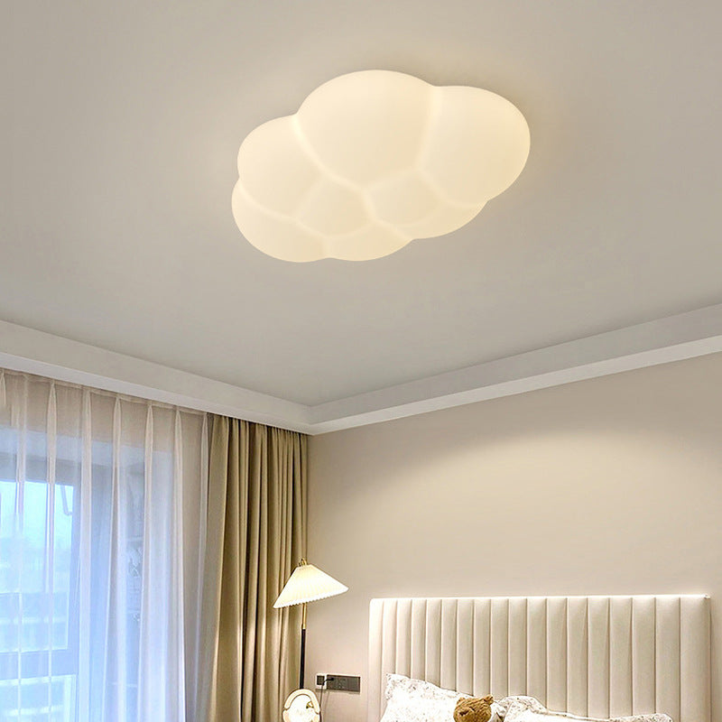 Contemporary Scandinavian Iron PE Cloud Shade LED Flush Mount Ceiling Light For Bedroom