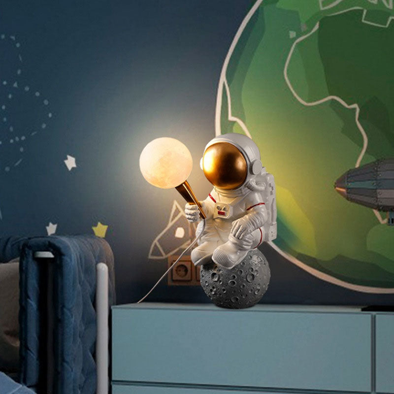 Contemporary Creative Cartoon Astronaut Resin ABS 1-Light Wall Sconce Lamp For Bedroom