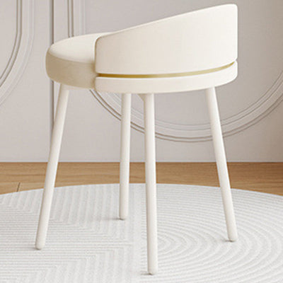 Modern Minimalist Round Cotton Linen Leather Iron Vanity Stool Low Backrest For Bedroom