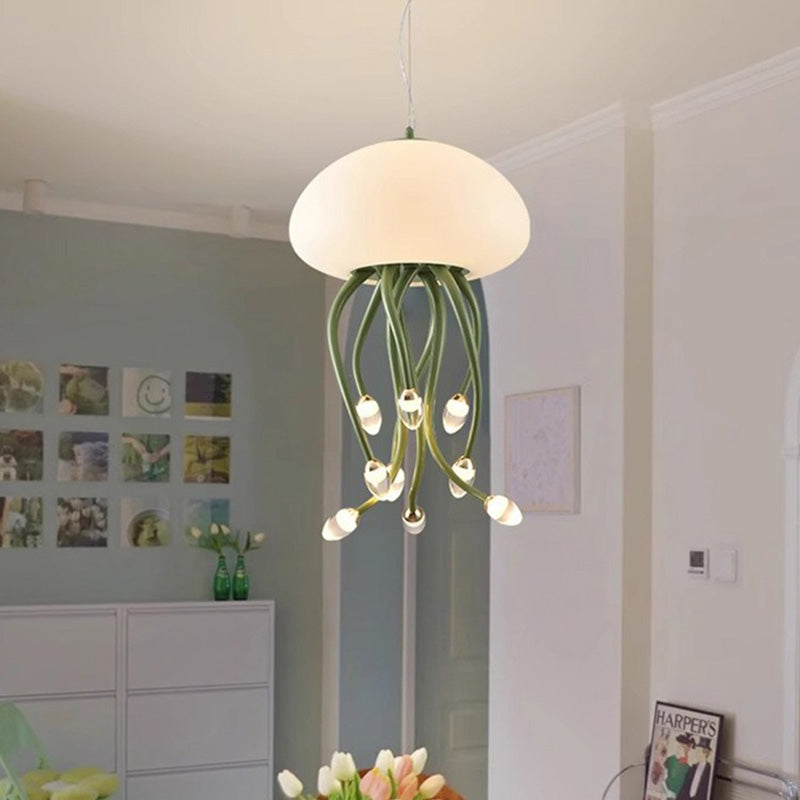 Contemporary Nordic Jellyfish Iron Acrylic LED Chandeliers For Bedroom