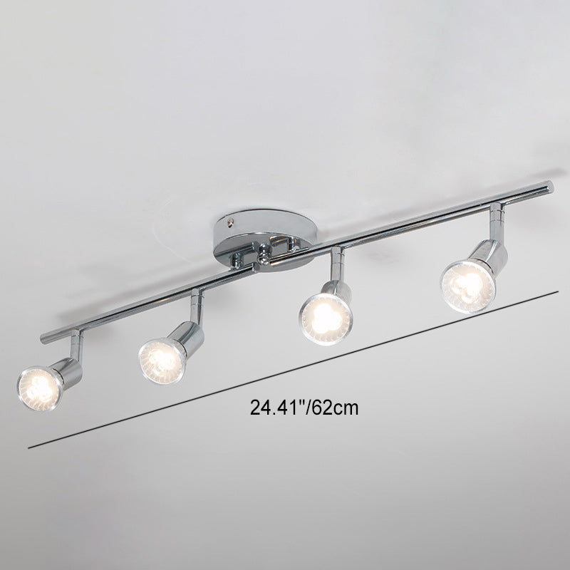 Modern Minimalist Long Strip Iron Stainless Steel 4-Light Semi-Flush Ceiling Light For Living Room