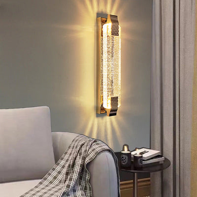 Contemporary Luxury Rectangular Glass Stainless Steel LED Wall Sconce Lamp For Bedroom