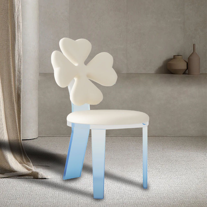 Modern Minimalist Clover Microfiber Leather Acrylic Dining Chair Backrest For Dining Room