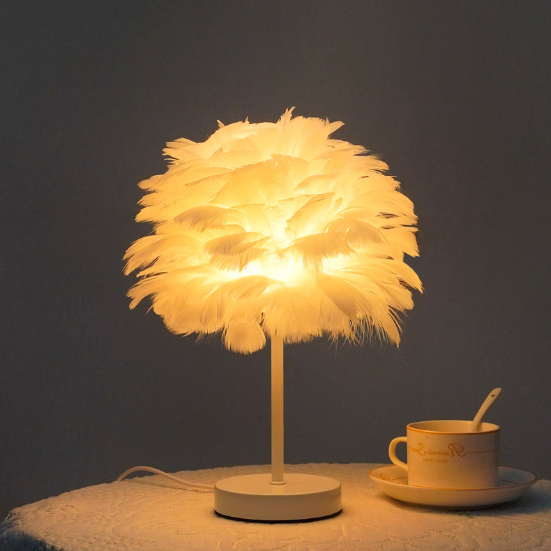 Contemporary Creative Feather USB LED Table Lamp For Bedroom