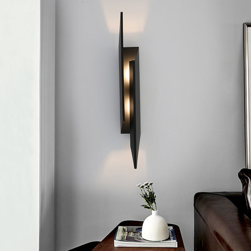 Modern Minimalist Rectangular Triangle Iron 2-Light Wall Sconce Lamp For Bedroom