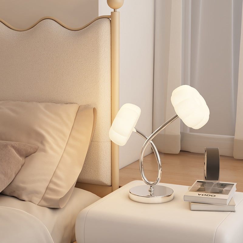 Contemporary Creative Crossed Flowers Iron Plastic LED Table Lamp For Bedroom