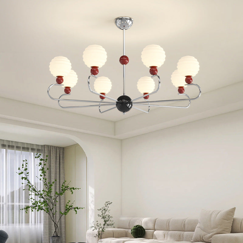 Contemporary Nordic Honeycomb Ball Magic Bean Glass Shade Iron Frame 5/8-Light Chandelier For Living Room